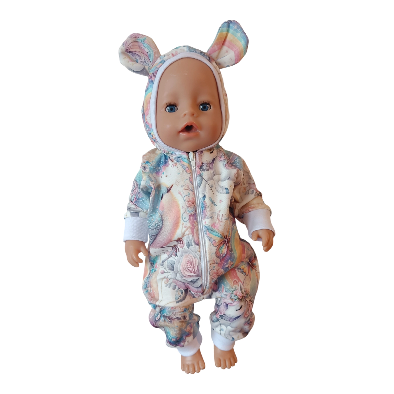 Kombekas nukule vikerkaared ja linnud (nukuriided)