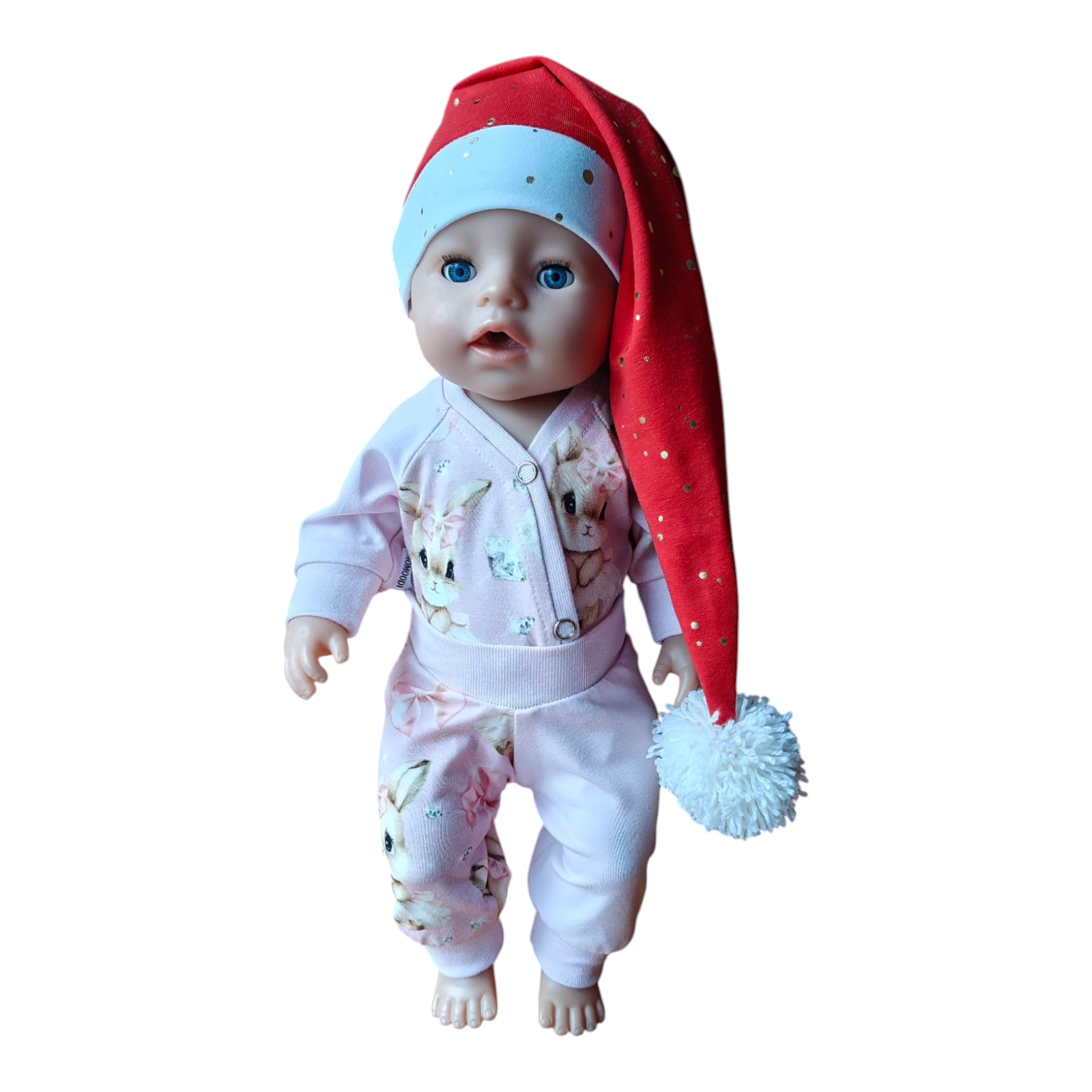 Päkapikumüts väga pikk kuldsete täppidega nukule (nukuriided)