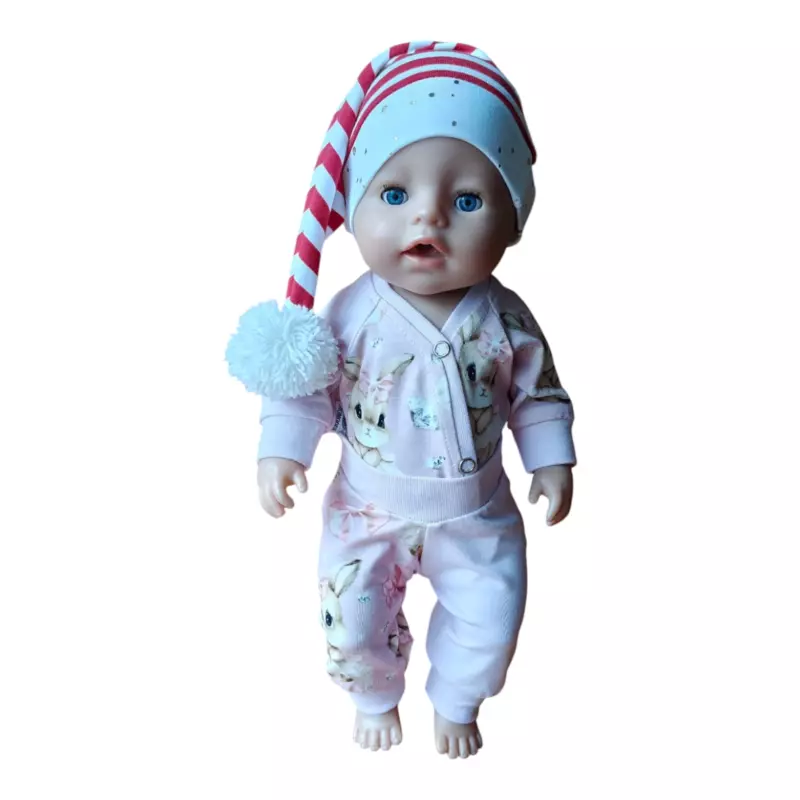 Komplekt nukule seelikuga jänku ja päkapiku müts (nukuriided)