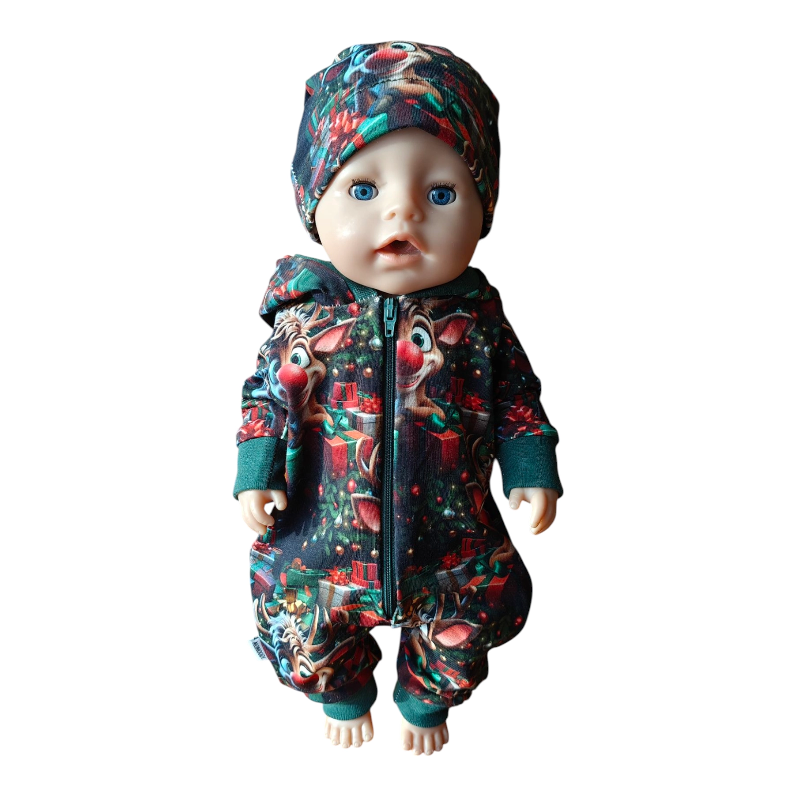 Kombekas ja müts nukule jõulupõder (nukuriided) - Image 2