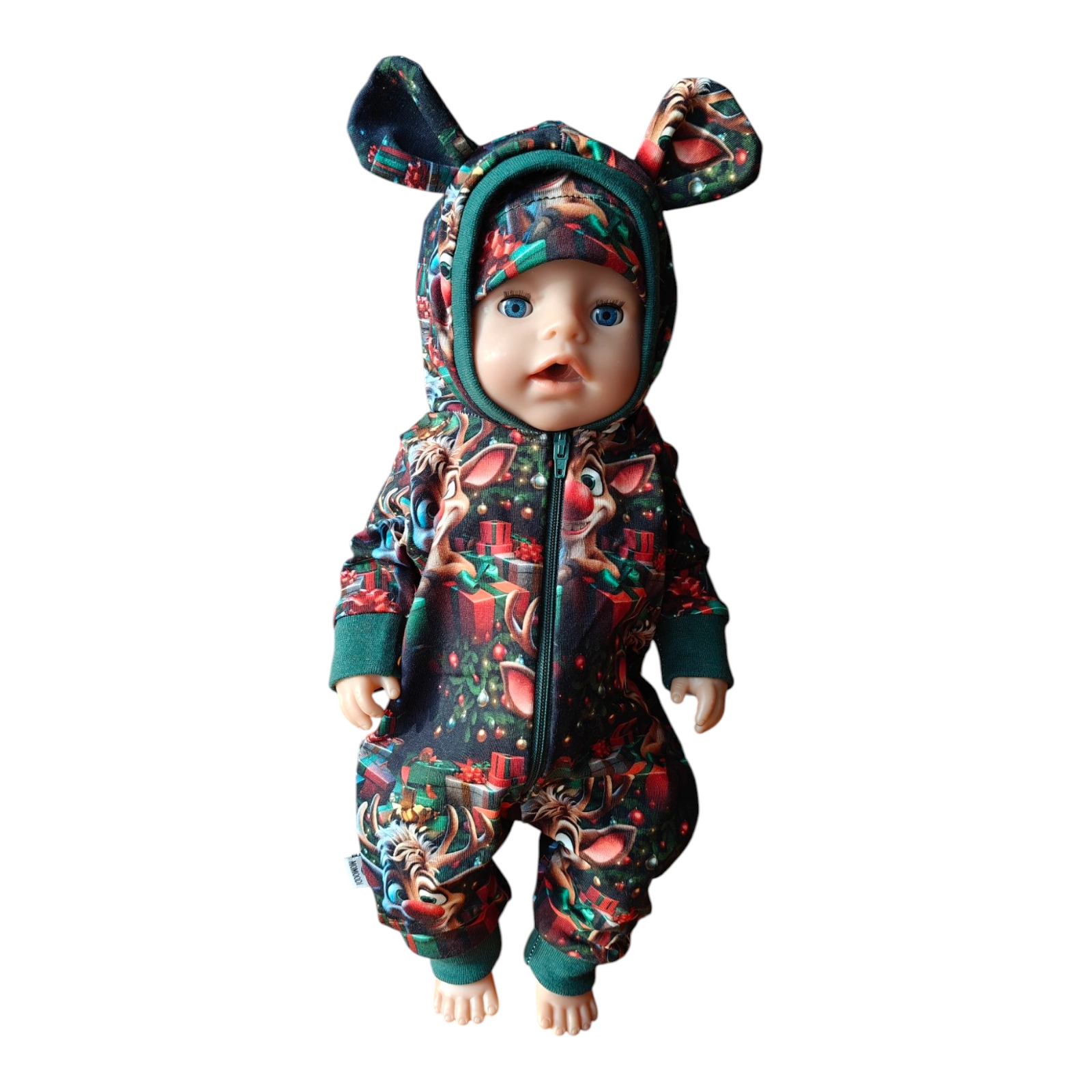 Kombekas ja müts nukule jõulupõder (nukuriided)