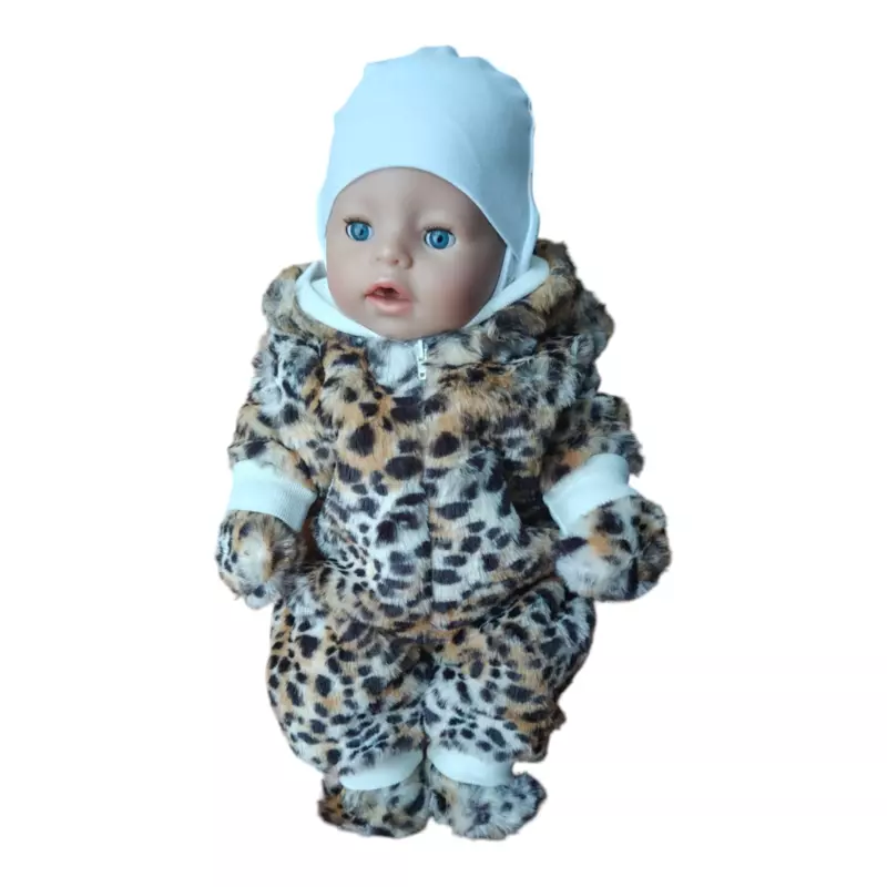 Kombekas, kindad ja papud nukule leopardi mõmmik (nukuriided)